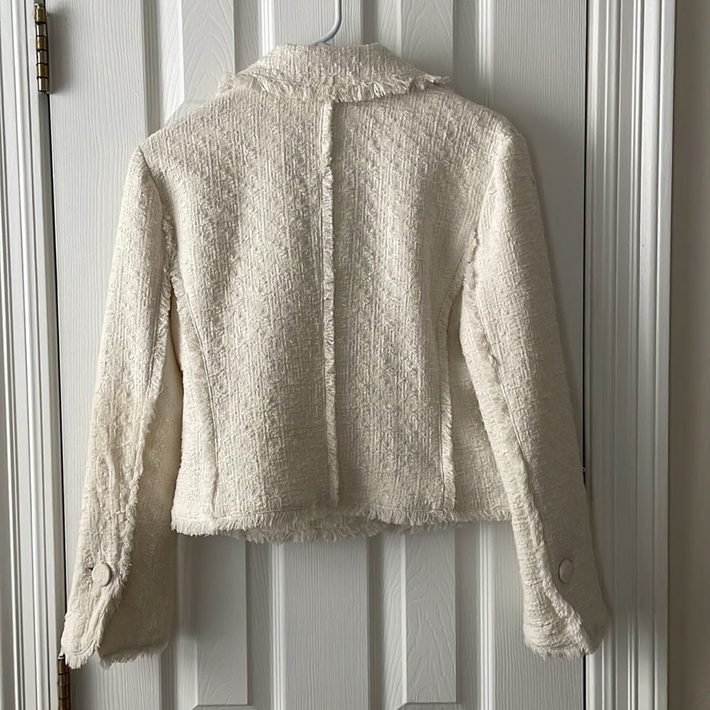 Proenza Schouler Cotton Tweed Crop Jacket Coat size 0 Ivory White - Picture 8 of 11